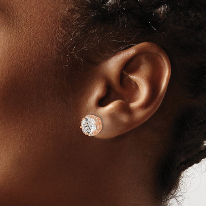 10K Roségold Tiara Kollektion Poliert Zirkonia Ohrstecker