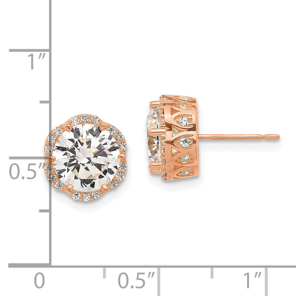 10K Roségold Tiara Kollektion Poliert Zirkonia Ohrstecker