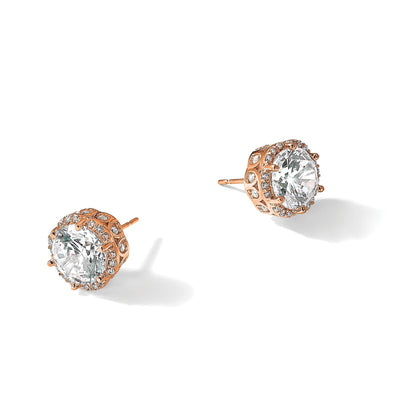 10K Roségold Tiara Kollektion Poliert Zirkonia Ohrstecker
