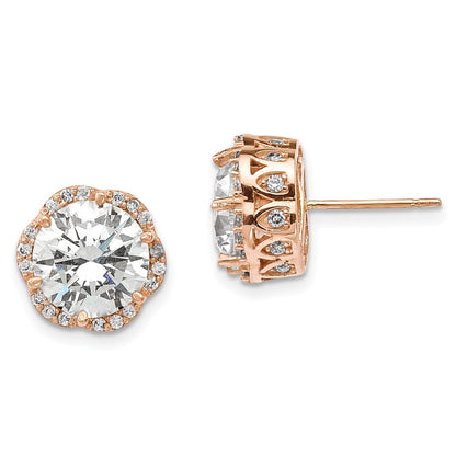 10K Roségold Tiara Kollektion Poliert Zirkonia Ohrstecker