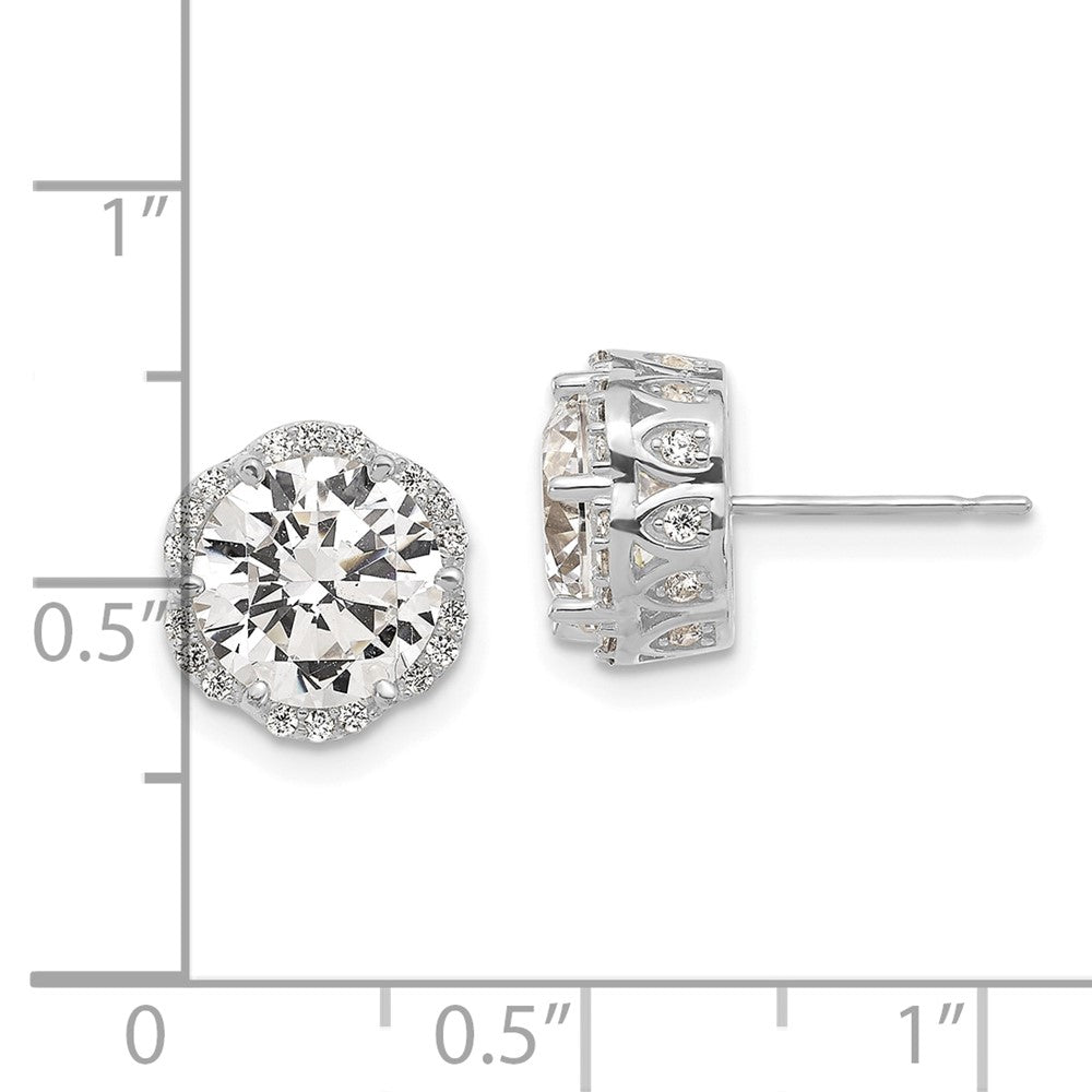 10K Weißgold Tiara Kollektion Poliert Zirkonia Ohrstecker