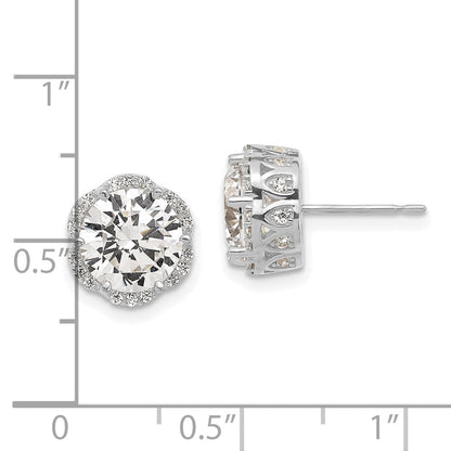 10K Weißgold Tiara Kollektion Poliert Zirkonia Ohrstecker