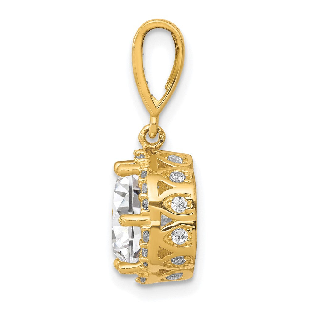 10K Gelbgold 10K Tiara Kollektion Poliert Zirkonia Anhänger