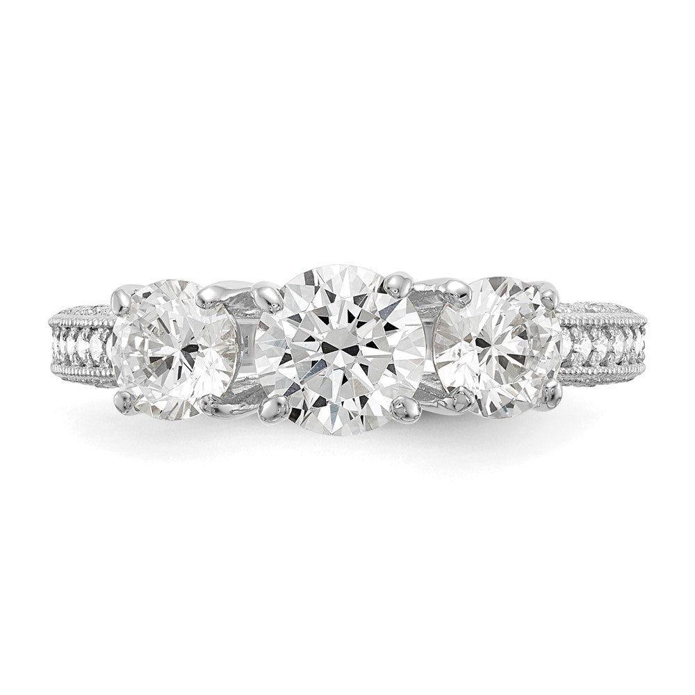 10K Weißgold Tiara Kollektion Poliert 3 Stein Zirkonia Ring (size 7 Nur)