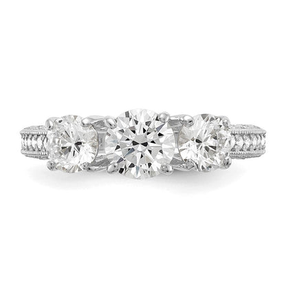 10K Weißgold Tiara Kollektion Poliert 3 Stein Zirkonia Ring (size 7 Nur)