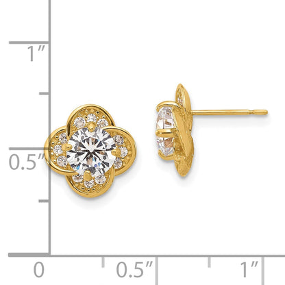 10K Gelbgold Tiara Kollektion Poliert Zirkonia Ohrstecker