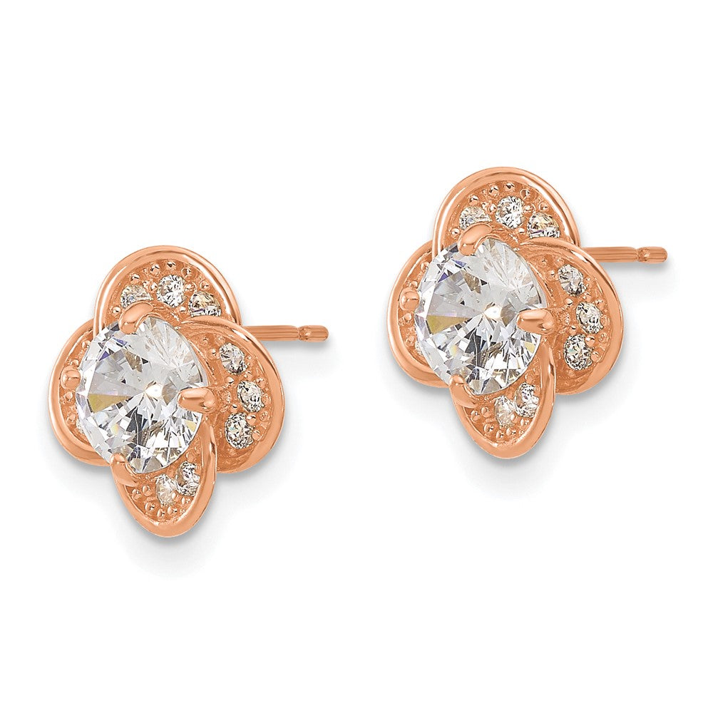 10K Roségold Tiara Kollektion Poliert Zirkonia Ohrstecker