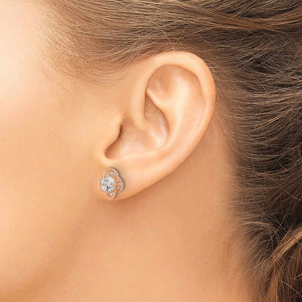 10K Roségold Tiara Kollektion Poliert Zirkonia Ohrstecker
