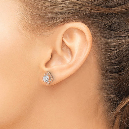 10K Roségold Tiara Kollektion Poliert Zirkonia Ohrstecker
