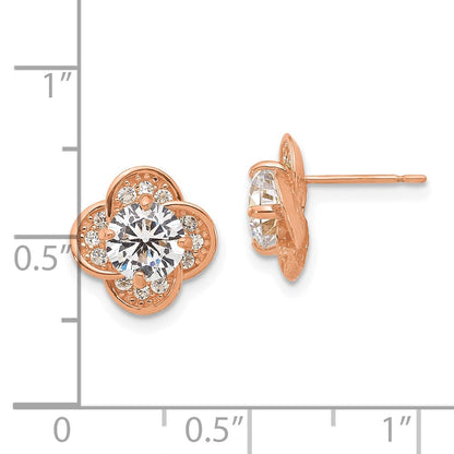 10K Roségold Tiara Kollektion Poliert Zirkonia Ohrstecker