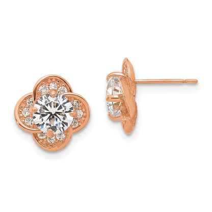 10K Roségold Tiara Kollektion Poliert Zirkonia Ohrstecker