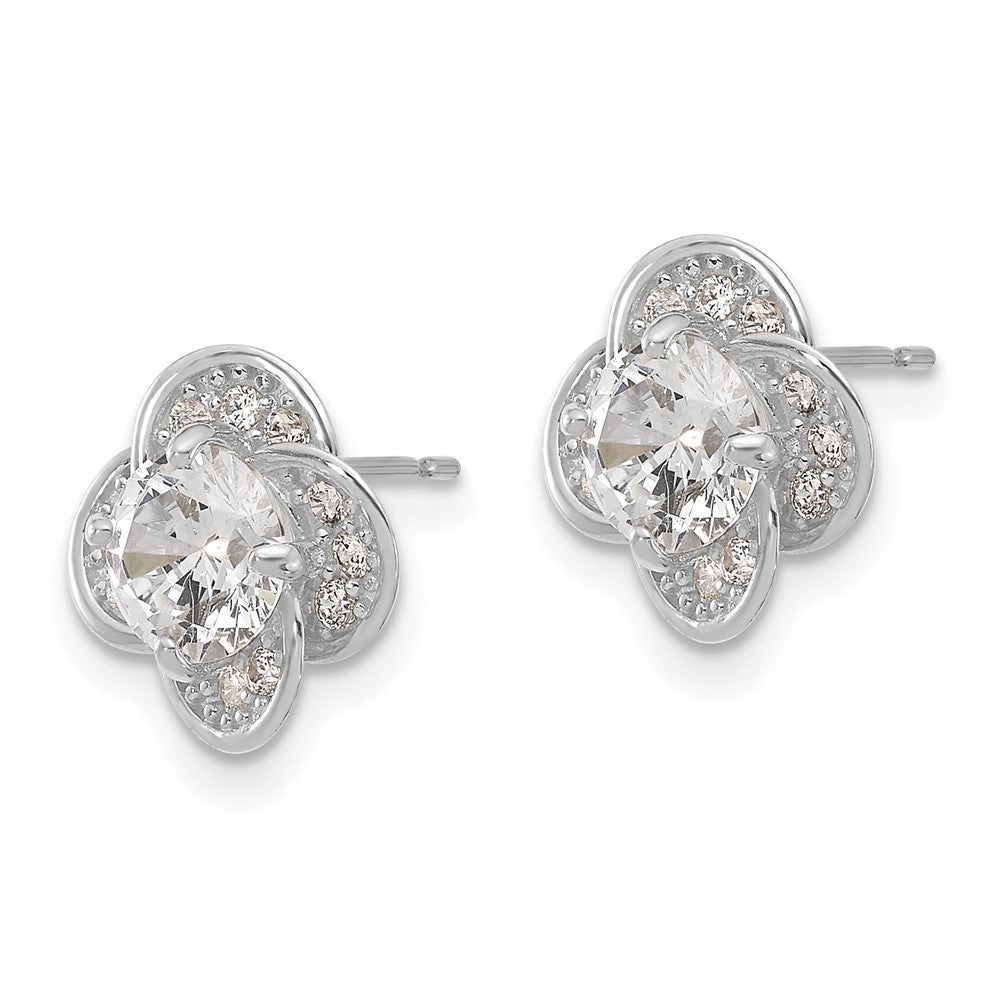 10K Weißgold Tiara Kollektion Poliert Zirkonia Ohrstecker