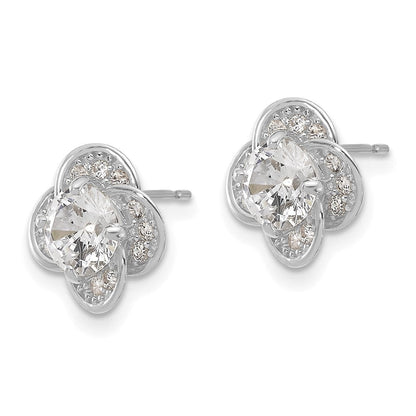 10K Weißgold Tiara Kollektion Poliert Zirkonia Ohrstecker