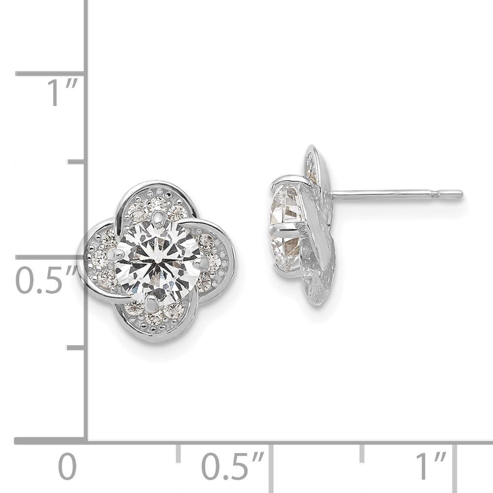 10K Weißgold Tiara Kollektion Poliert Zirkonia Ohrstecker