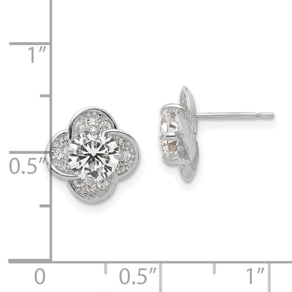 10K Weißgold Tiara Kollektion Poliert Zirkonia Ohrstecker