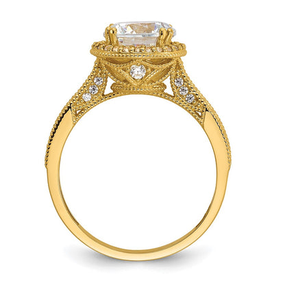 10K Gelbgold Tiara Kollektion Poliert Zirkonia Ring (size 7 Nur)