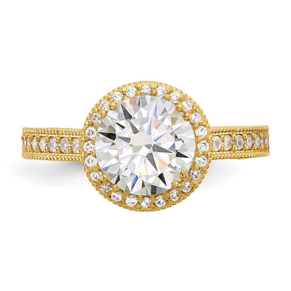 10K Gelbgold Tiara Kollektion Poliert Zirkonia Ring (size 7 Nur)