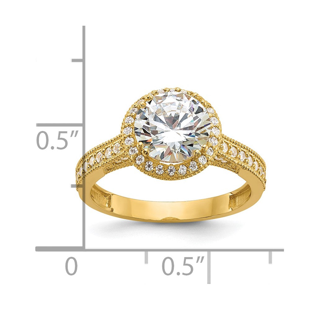 10K Gelbgold Tiara Kollektion Poliert Zirkonia Ring (size 7 Nur)