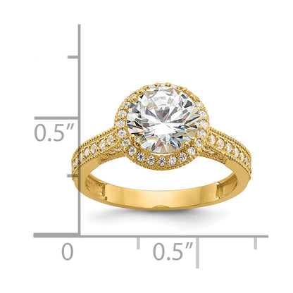 10K Gelbgold Tiara Kollektion Poliert Zirkonia Ring (size 7 Nur)
