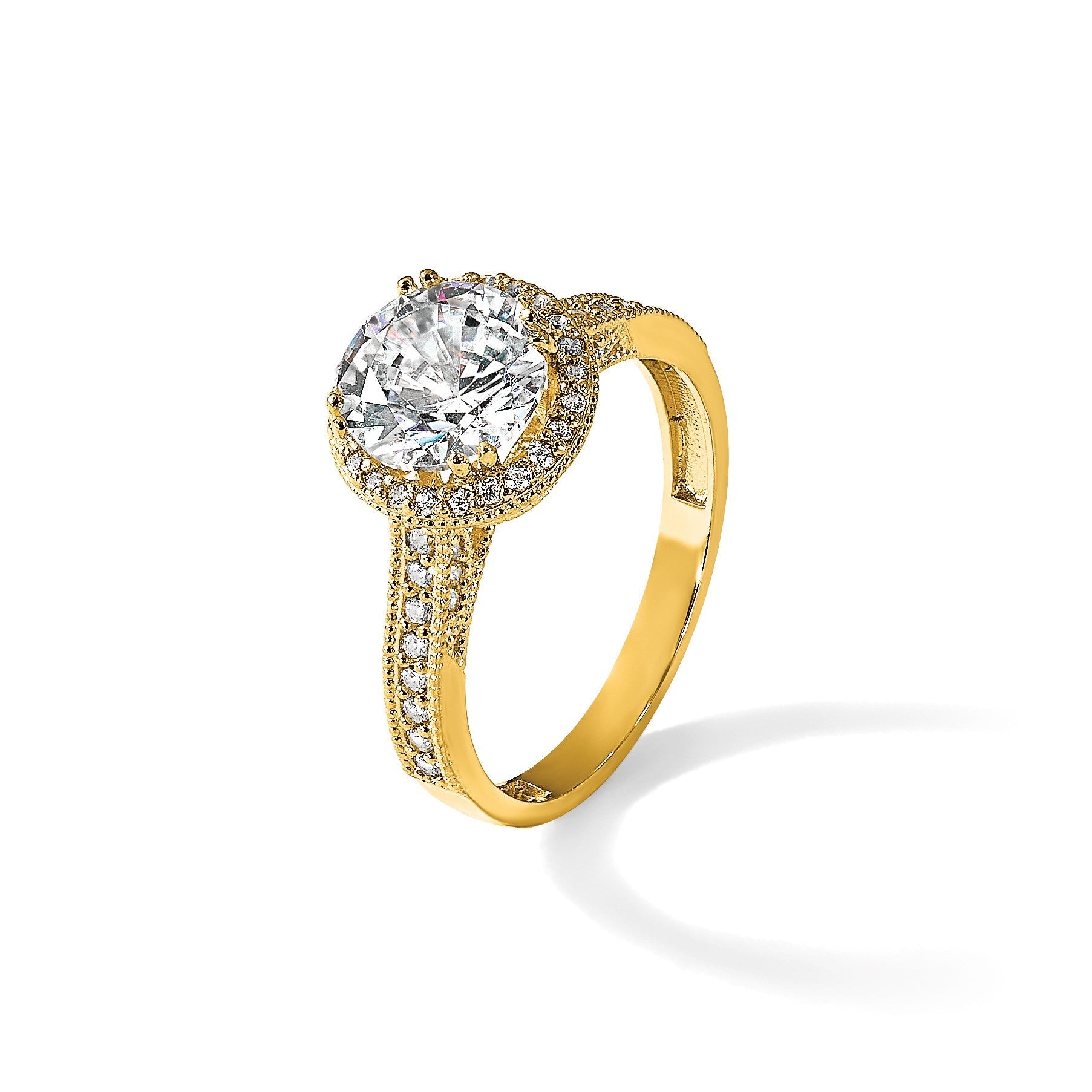 10K Gelbgold Tiara Kollektion Poliert Zirkonia Ring (size 7 Nur)