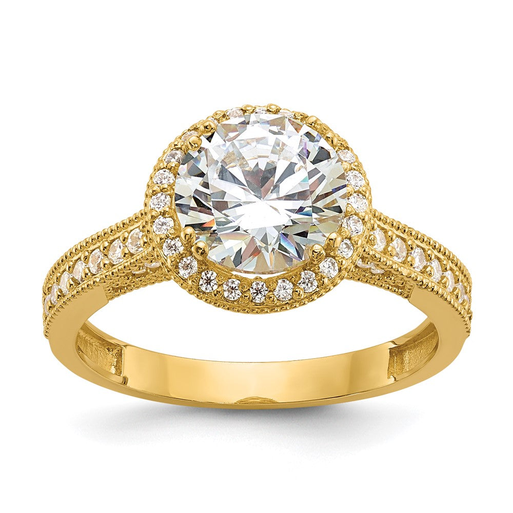 10K Gelbgold Tiara Kollektion Poliert Zirkonia Ring (size 7 Nur)