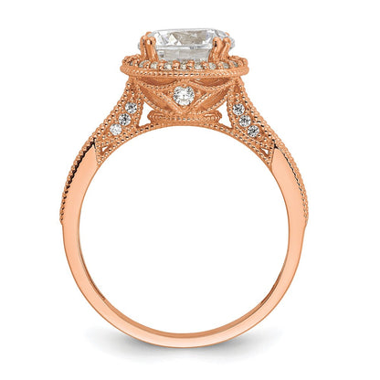 10K Roségold Tiara Kollektion Poliert Zirkonia Ring (size 7 Nur)