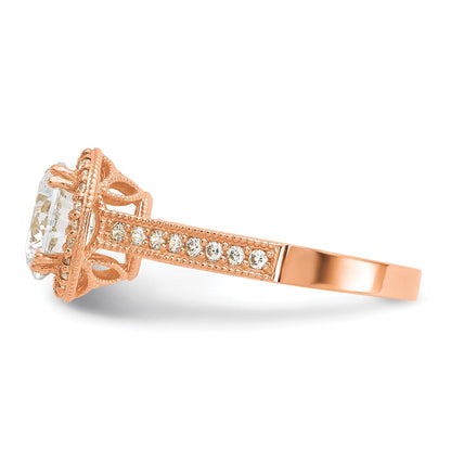 10K Roségold Tiara Kollektion Poliert Zirkonia Ring (size 7 Nur)