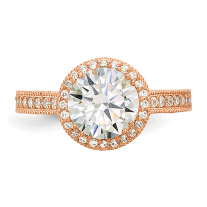 10K Roségold Tiara Kollektion Poliert Zirkonia Ring (size 7 Nur)