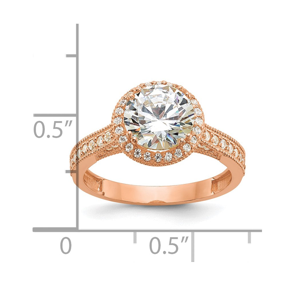10K Roségold Tiara Kollektion Poliert Zirkonia Ring (size 7 Nur)