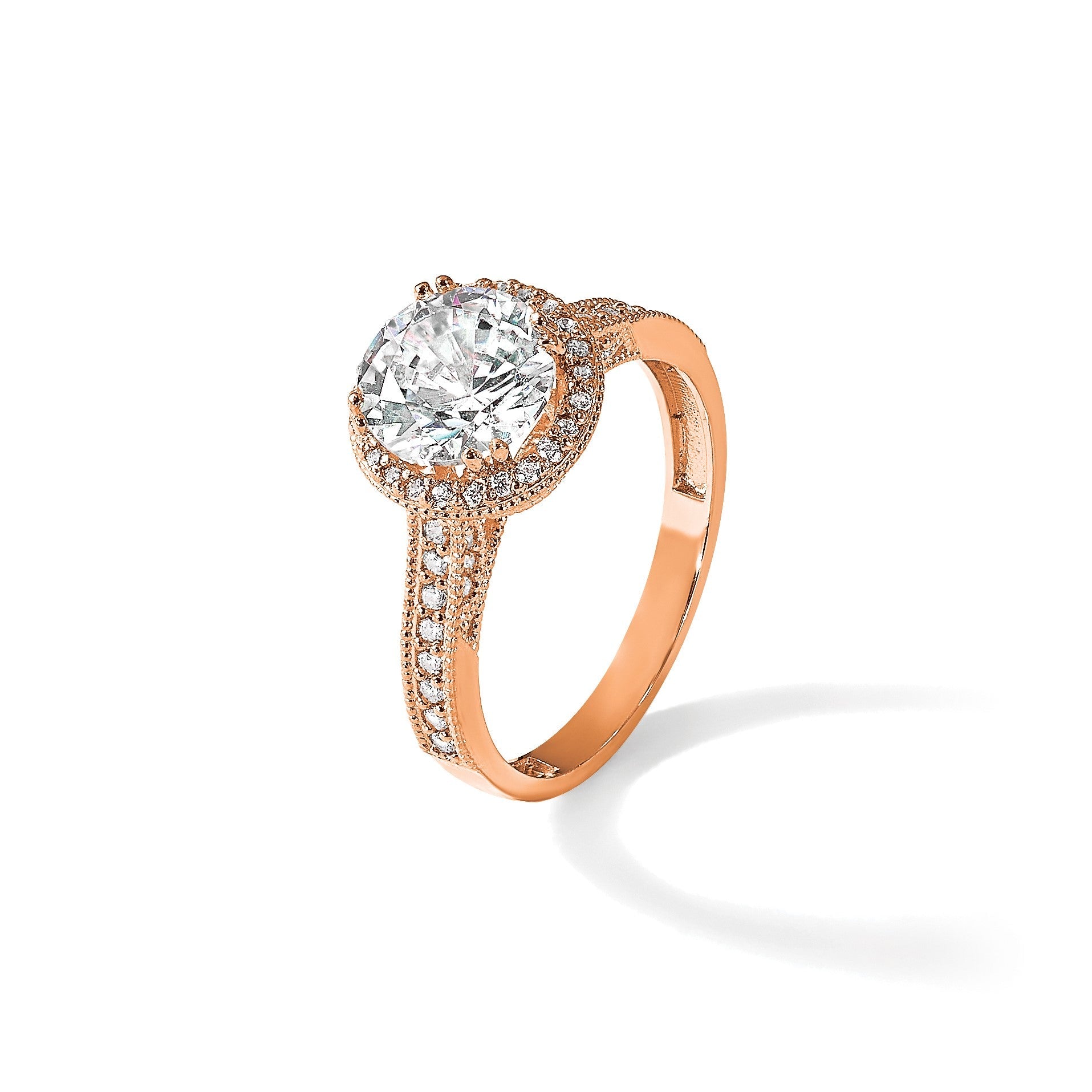 10K Roségold Tiara Kollektion Poliert Zirkonia Ring (size 7 Nur)