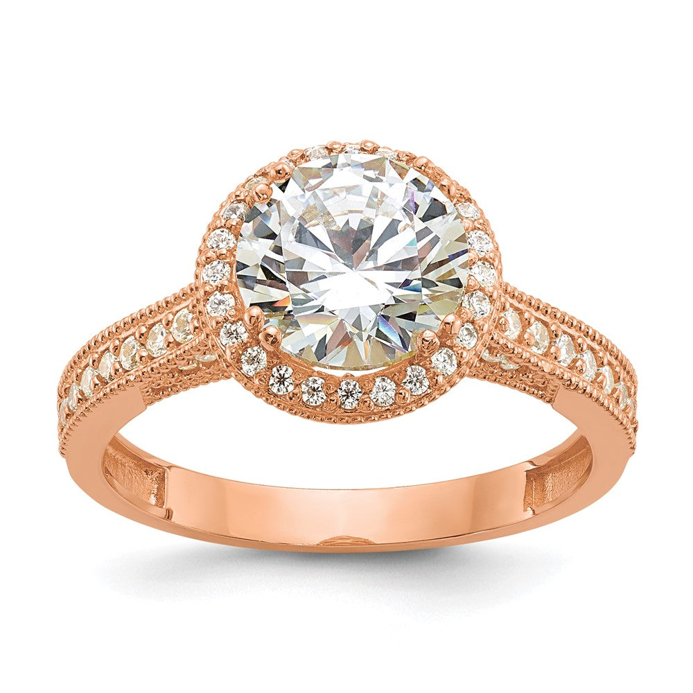10K Roségold Tiara Kollektion Poliert Zirkonia Ring (size 7 Nur)