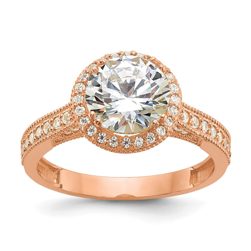 10K Roségold Tiara Kollektion Poliert Zirkonia Ring (size 7 Nur)