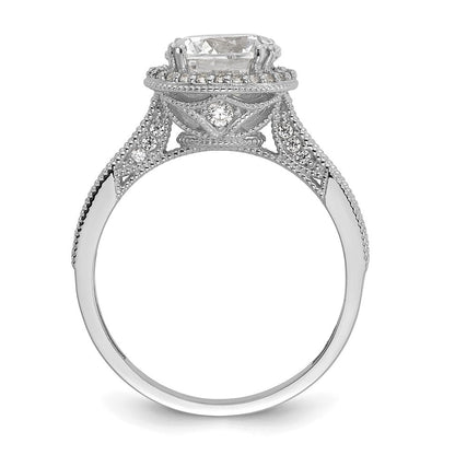 10K Weißgold Tiara Kollektion Poliert Zirkonia Ring
