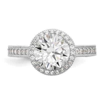 10K Weißgold Tiara Kollektion Poliert Zirkonia Ring