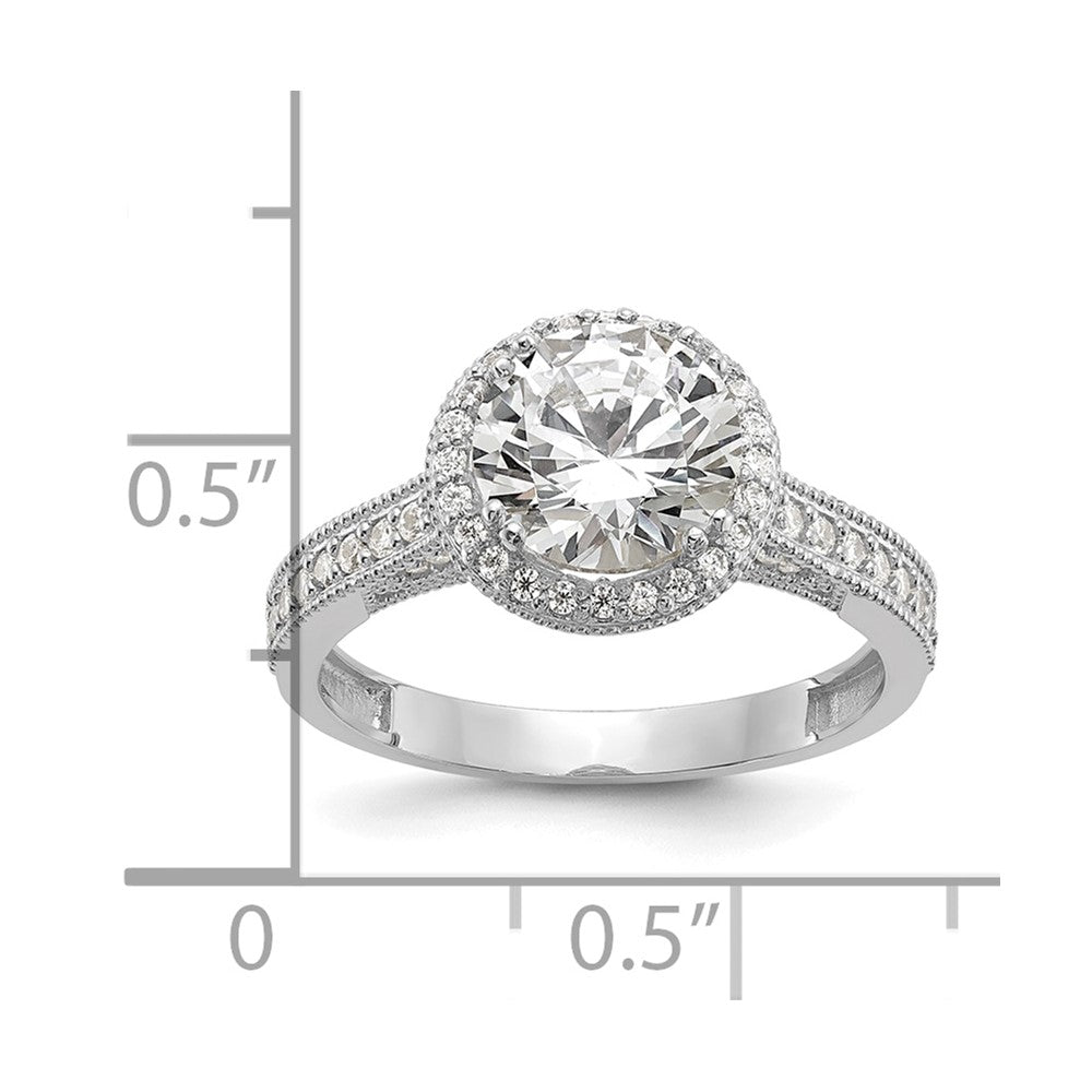 10K Weißgold Tiara Kollektion Poliert Zirkonia Ring