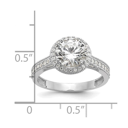 10K Weißgold Tiara Kollektion Poliert Zirkonia Ring