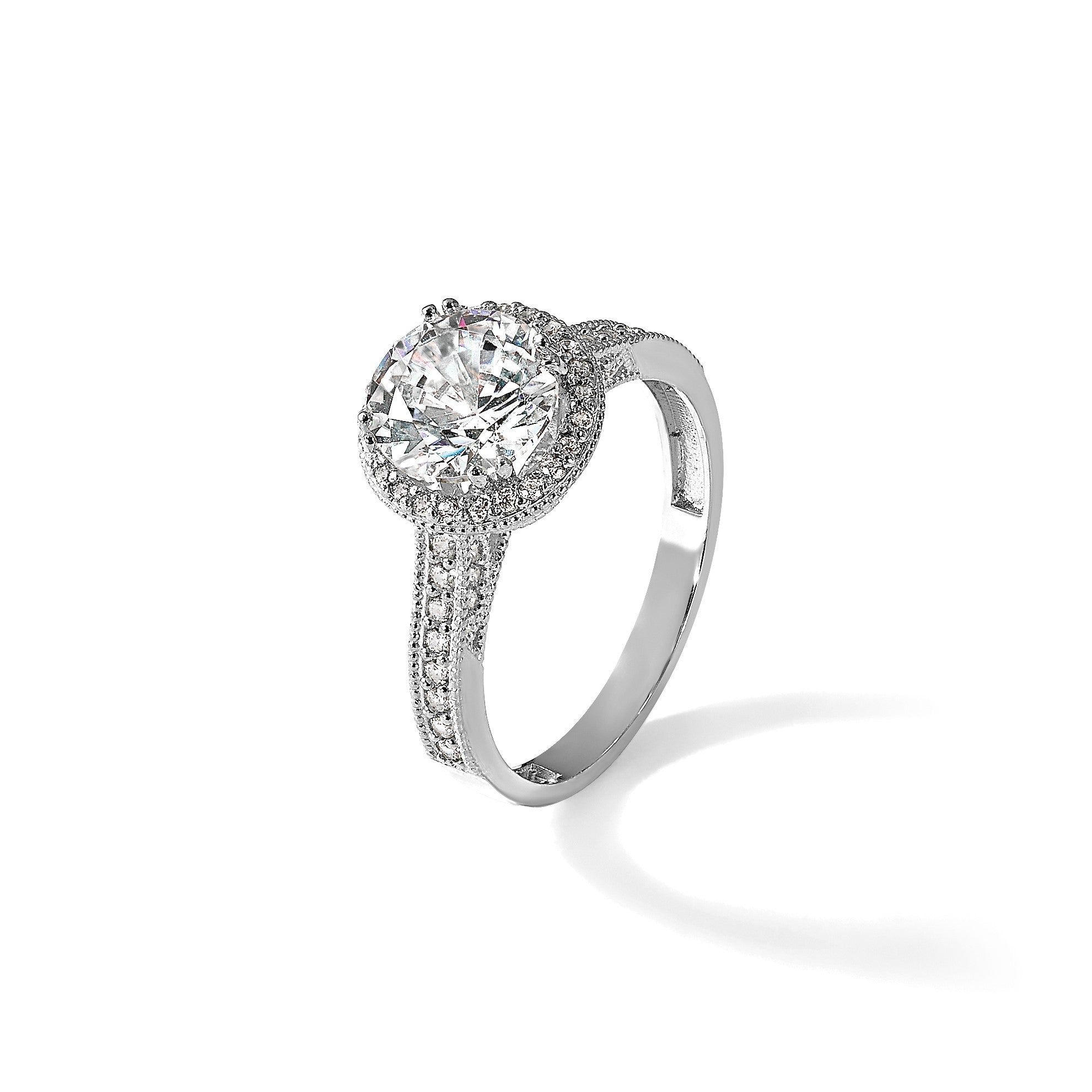 10K Weißgold Tiara Kollektion Poliert Zirkonia Ring