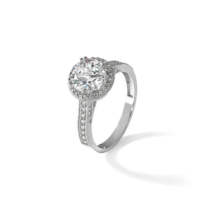 10K Weißgold Tiara Kollektion Poliert Zirkonia Ring