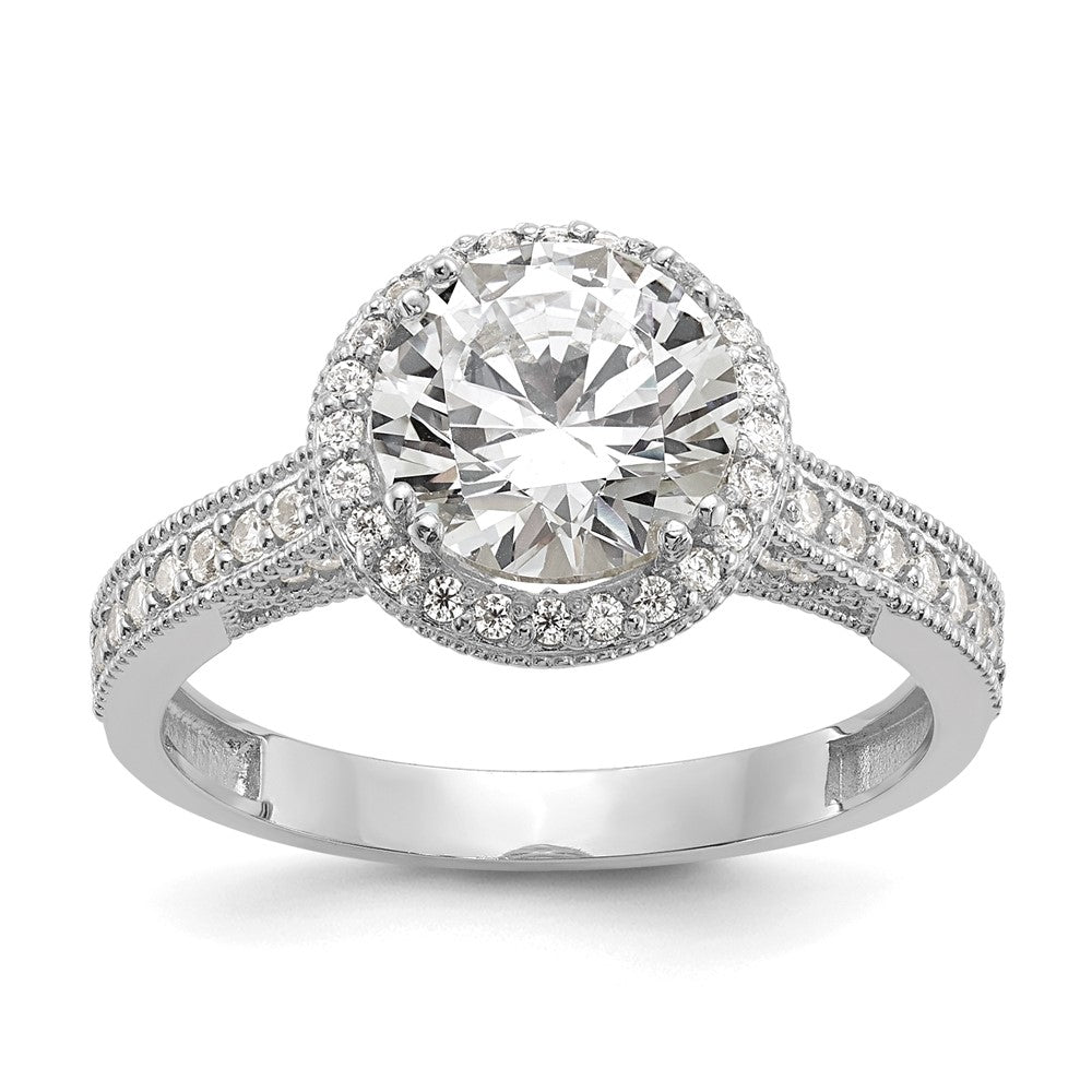 10K Weißgold Tiara Kollektion Poliert Zirkonia Ring