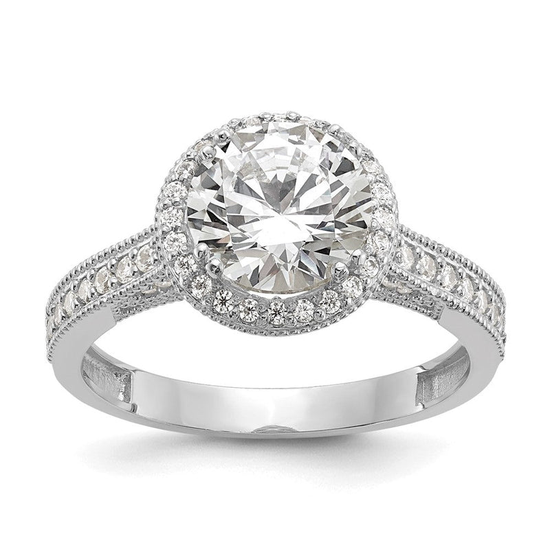10K Weißgold Tiara Kollektion Poliert Zirkonia Ring