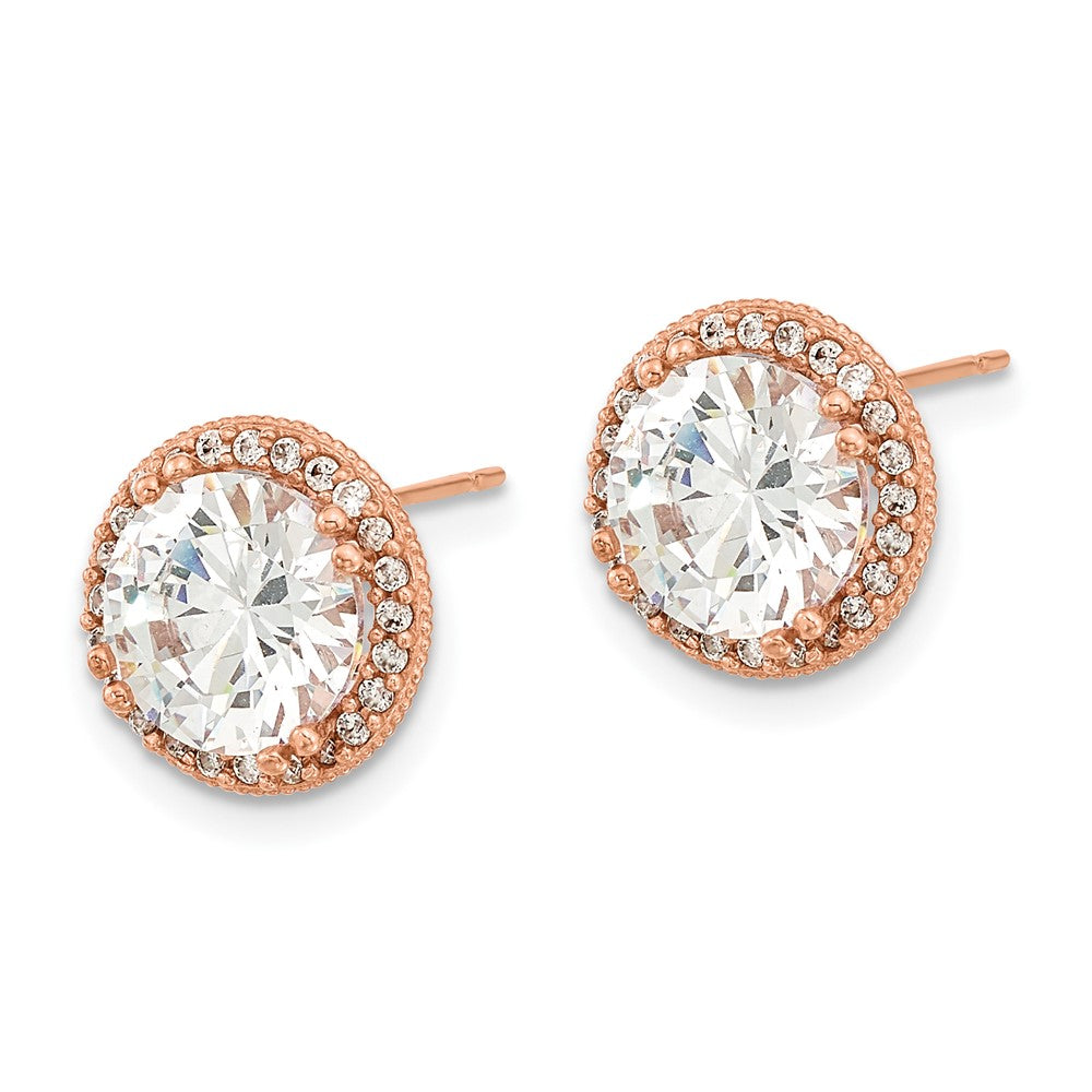 10K Roségold Tiara Kollektion Poliert Zirkonia Ohrstecker