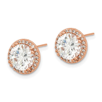 10K Roségold Tiara Kollektion Poliert Zirkonia Ohrstecker