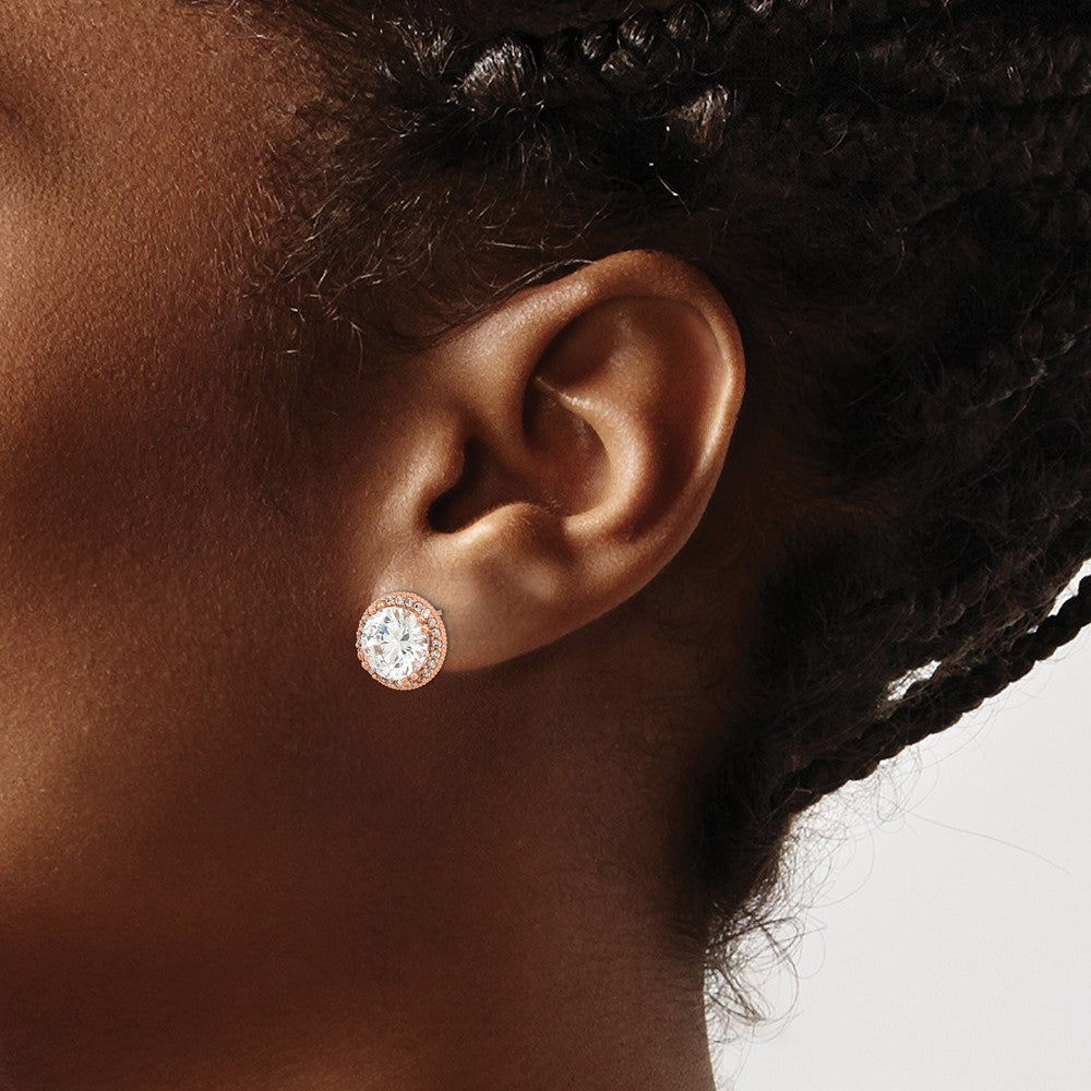 10K Roségold Tiara Kollektion Poliert Zirkonia Ohrstecker