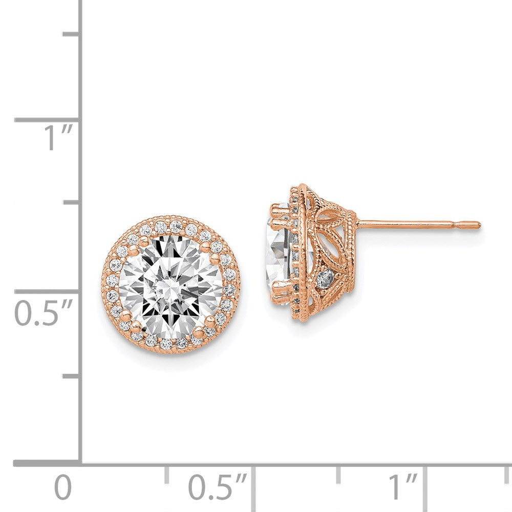 10K Roségold Tiara Kollektion Poliert Zirkonia Ohrstecker