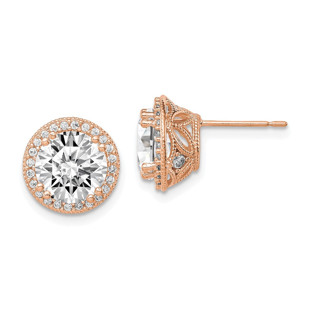 10K Roségold Tiara Kollektion Poliert Zirkonia Ohrstecker