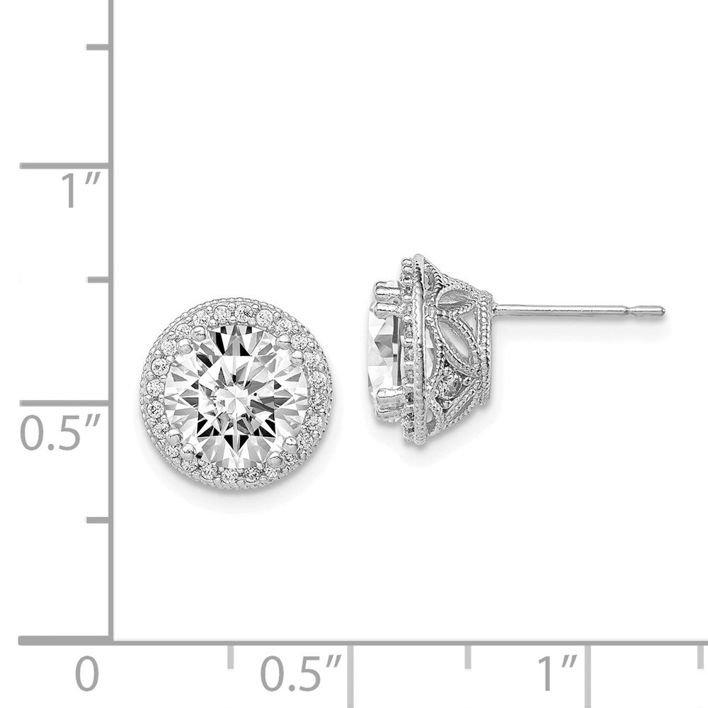 10K Weißgold Tiara Kollektion Poliert Zirkonia Ohrstecker