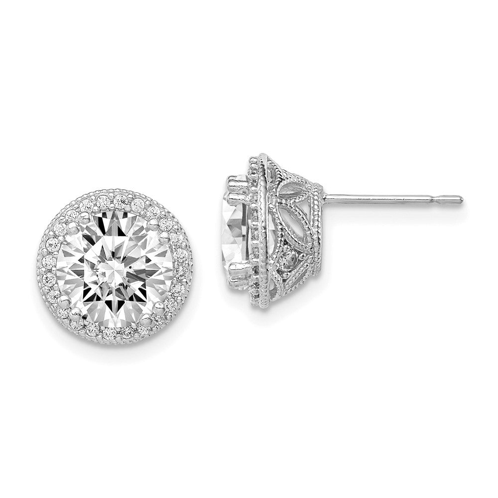 10K Weißgold Tiara Kollektion Poliert Zirkonia Ohrstecker
