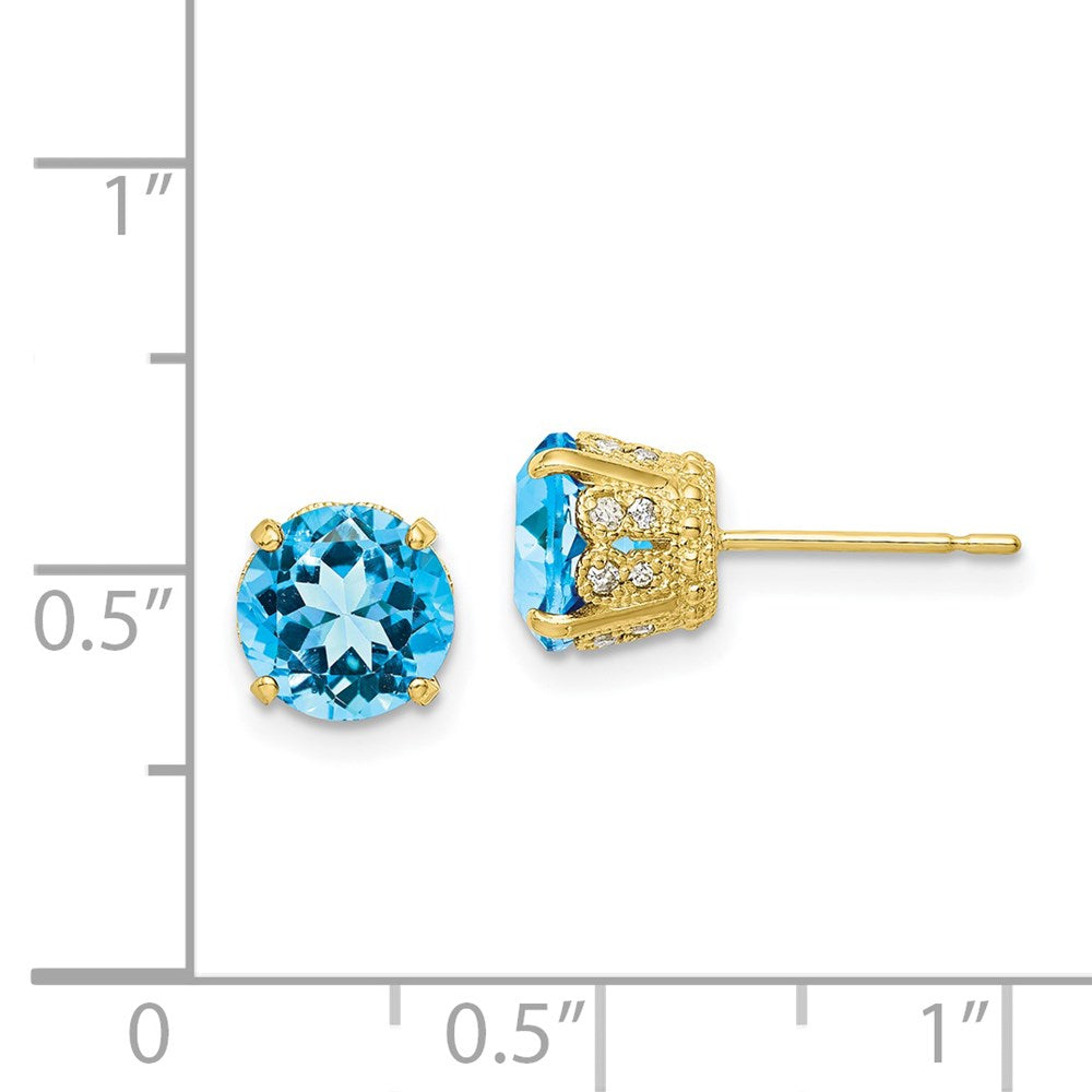 10K Tiara Collection Ohrstecker mit Diamanten und himmelblauem Topas, poliert