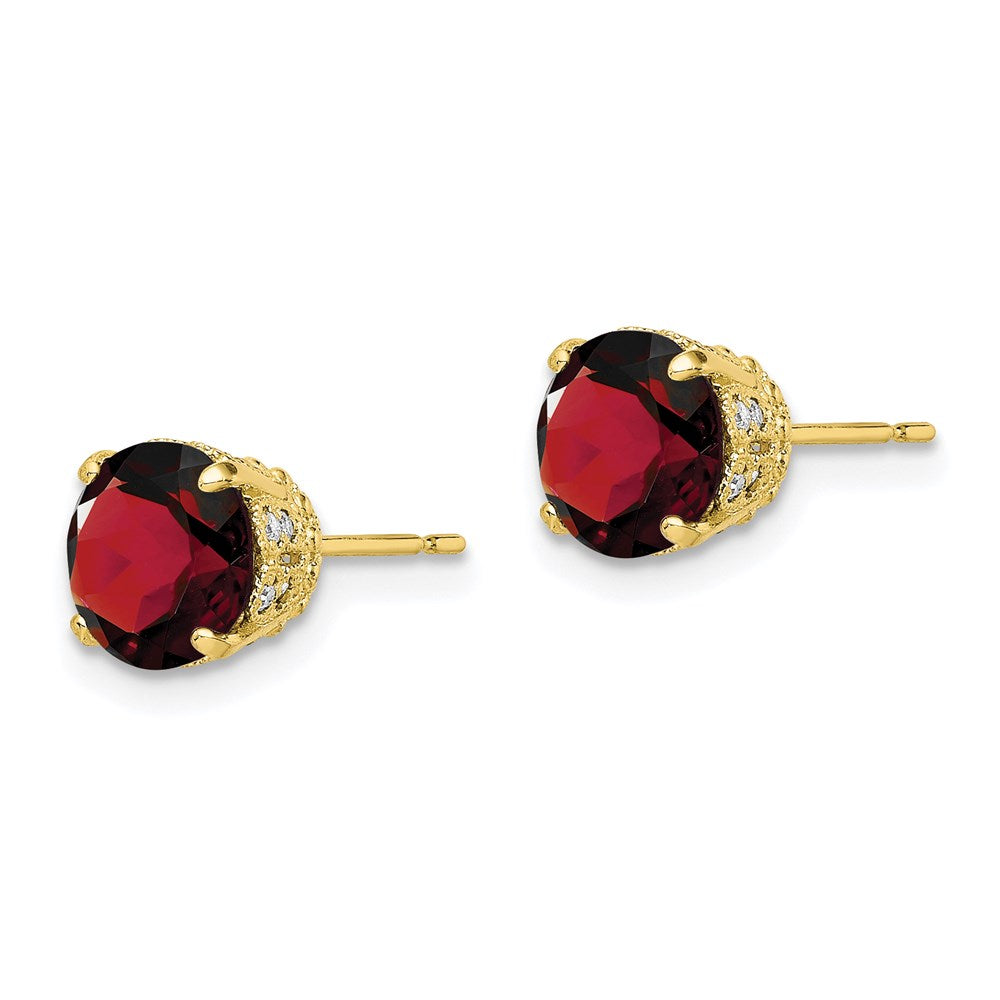 10K Ohrstecker Tiara Collection, poliert, mit Labordiamant und Rubin