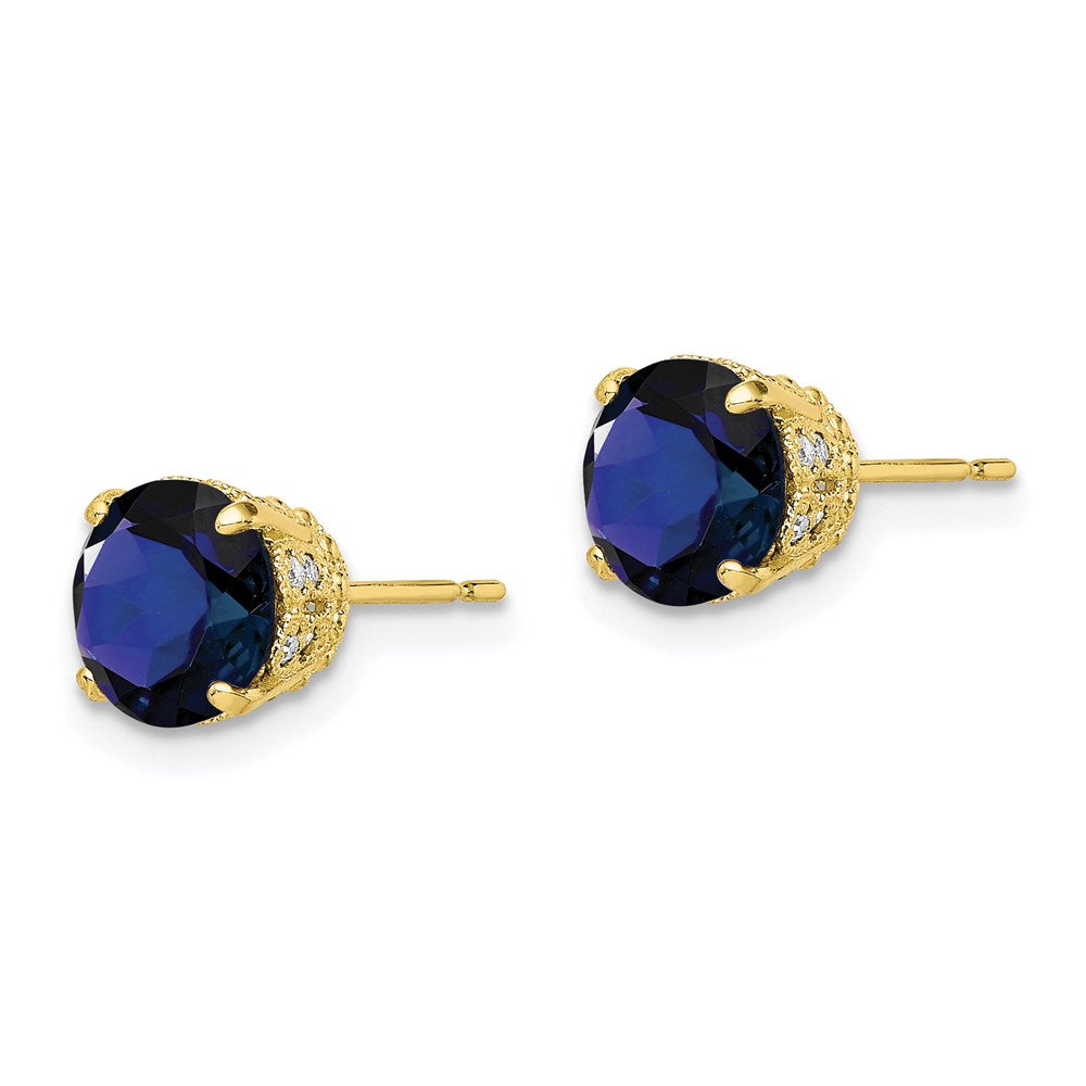 10K Ohrstecker Tiara Collection mit Labor-Saphir und Diamant